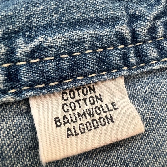 Replay Fitted Denim Pearl Snap Shirt Medium Wash Coastal Cowgirl Western Shacket - Picture 12 of 15